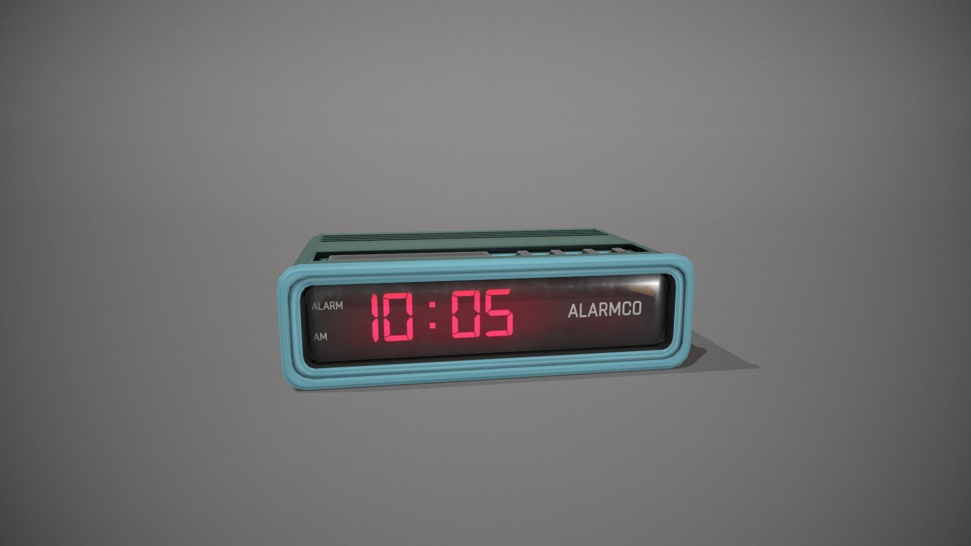 Blue Stylized Digital Alarm Clock Low-poly 3D model_1