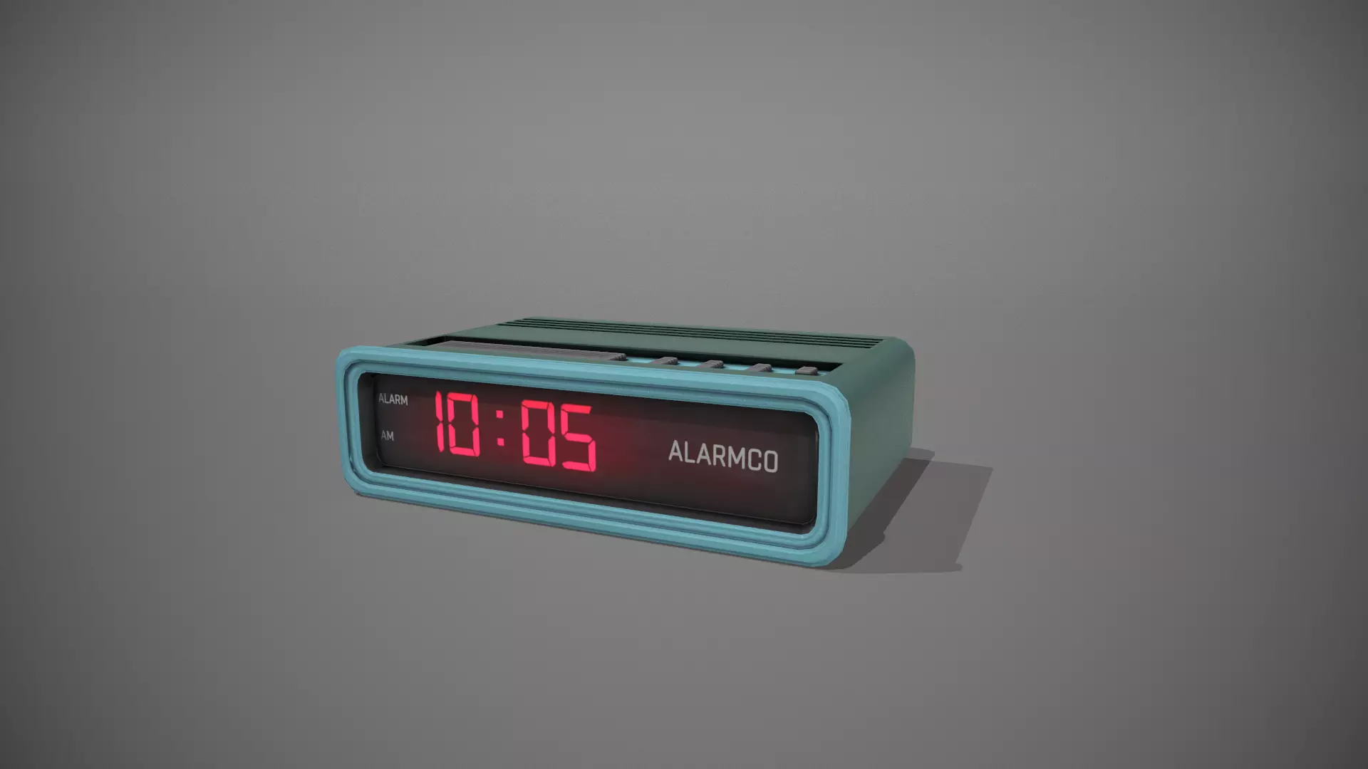 Blue Stylized Digital Alarm Clock Low-poly 3D model_0