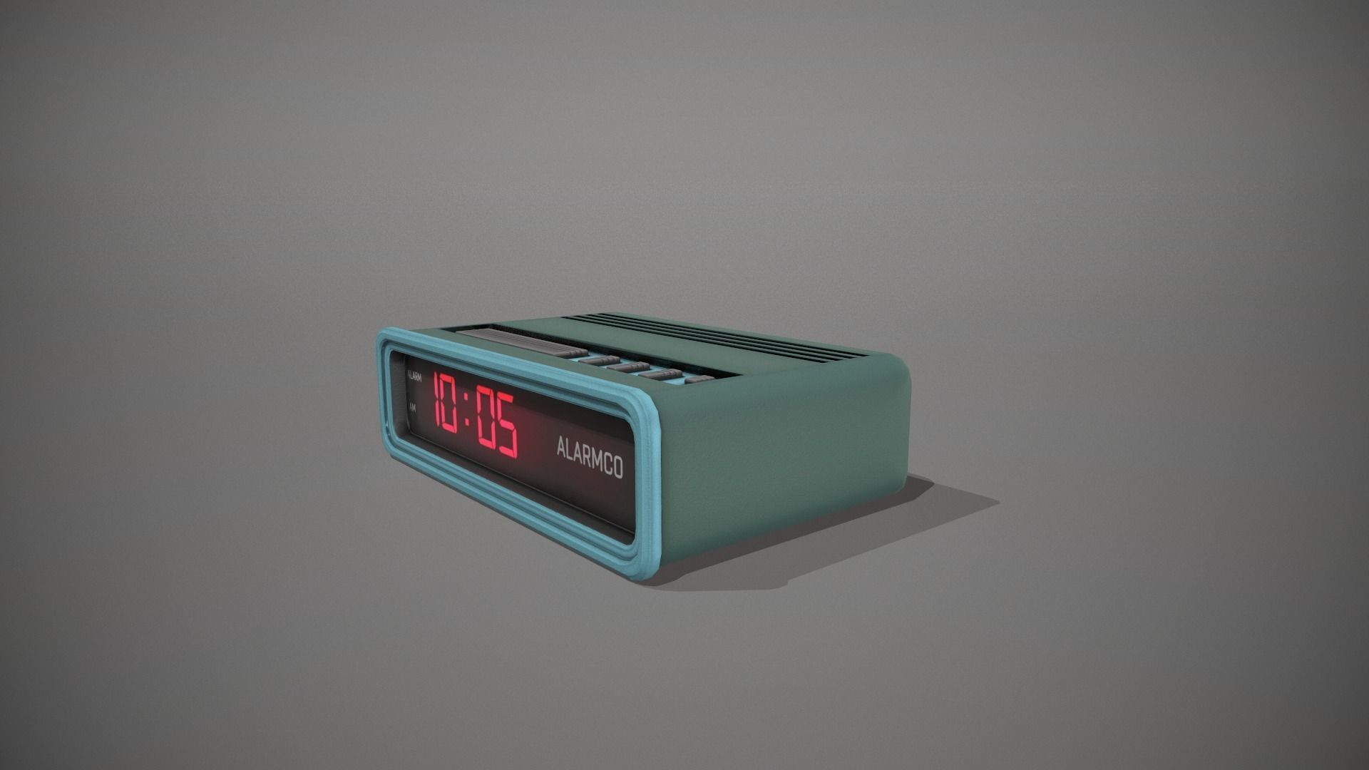 Blue Stylized Digital Alarm Clock Low-poly 3D model_10