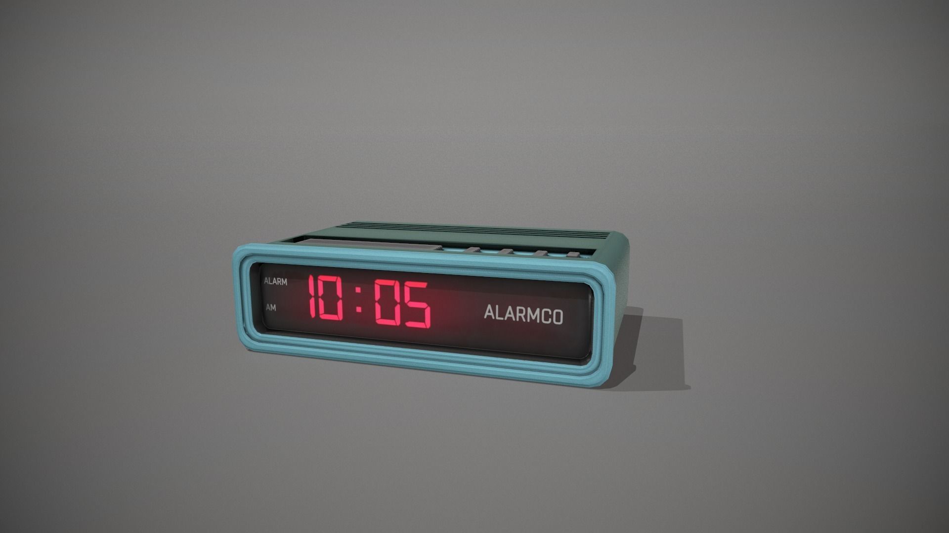 Blue Stylized Digital Alarm Clock Low-poly 3D model_11