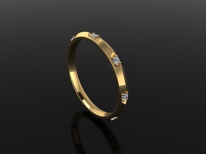 Spike Band Spaced Diamond Infinity Band Ring 3D print model