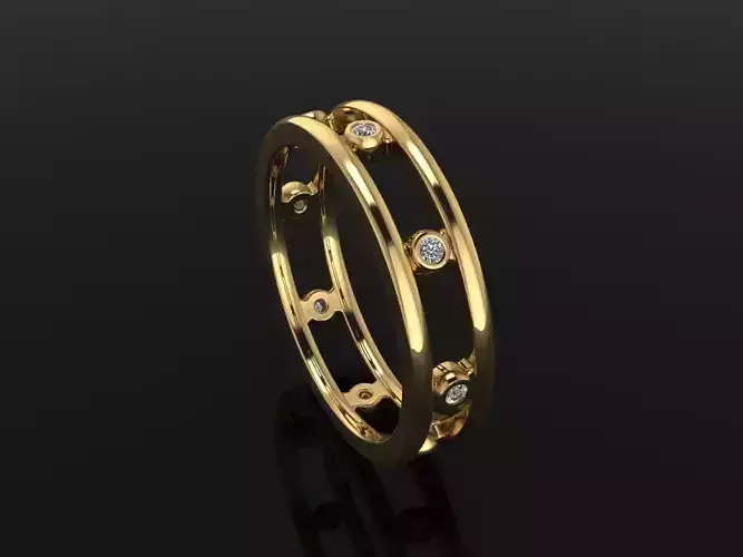 Spaced Infinity Bezel Basket Band Ring 1mm40 Diamond Size