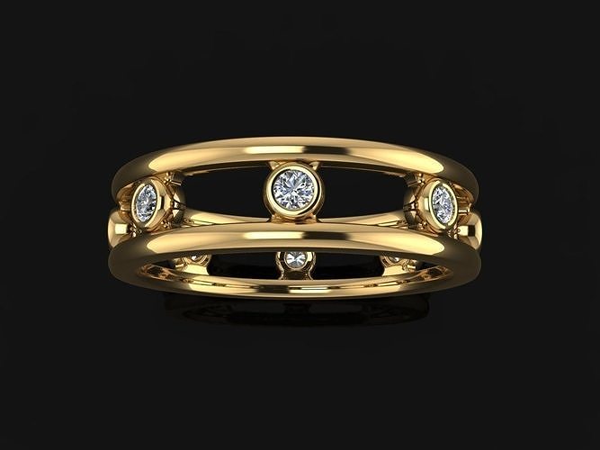 Spaced Infinity Bezel Diamond Basket Band Ring 2mm Diamond Size 3D print model