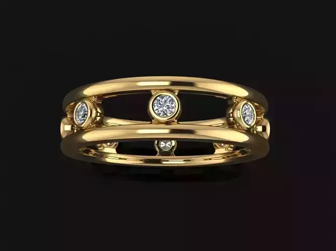 Spaced Infinity Bezel Diamond Basket Band Ring 2mm Diamond Size