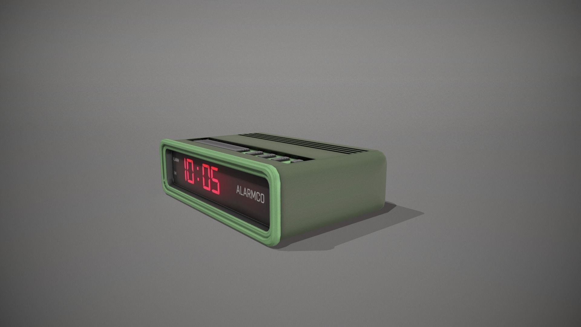 Green Stylized Digital Alarm Clock Low-poly 3D model_10