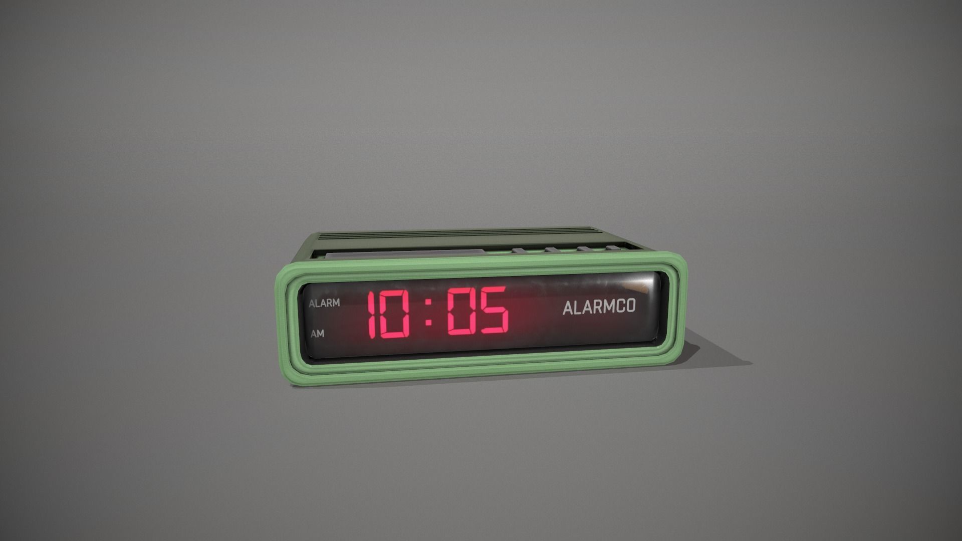 Green Stylized Digital Alarm Clock Low-poly 3D model_1