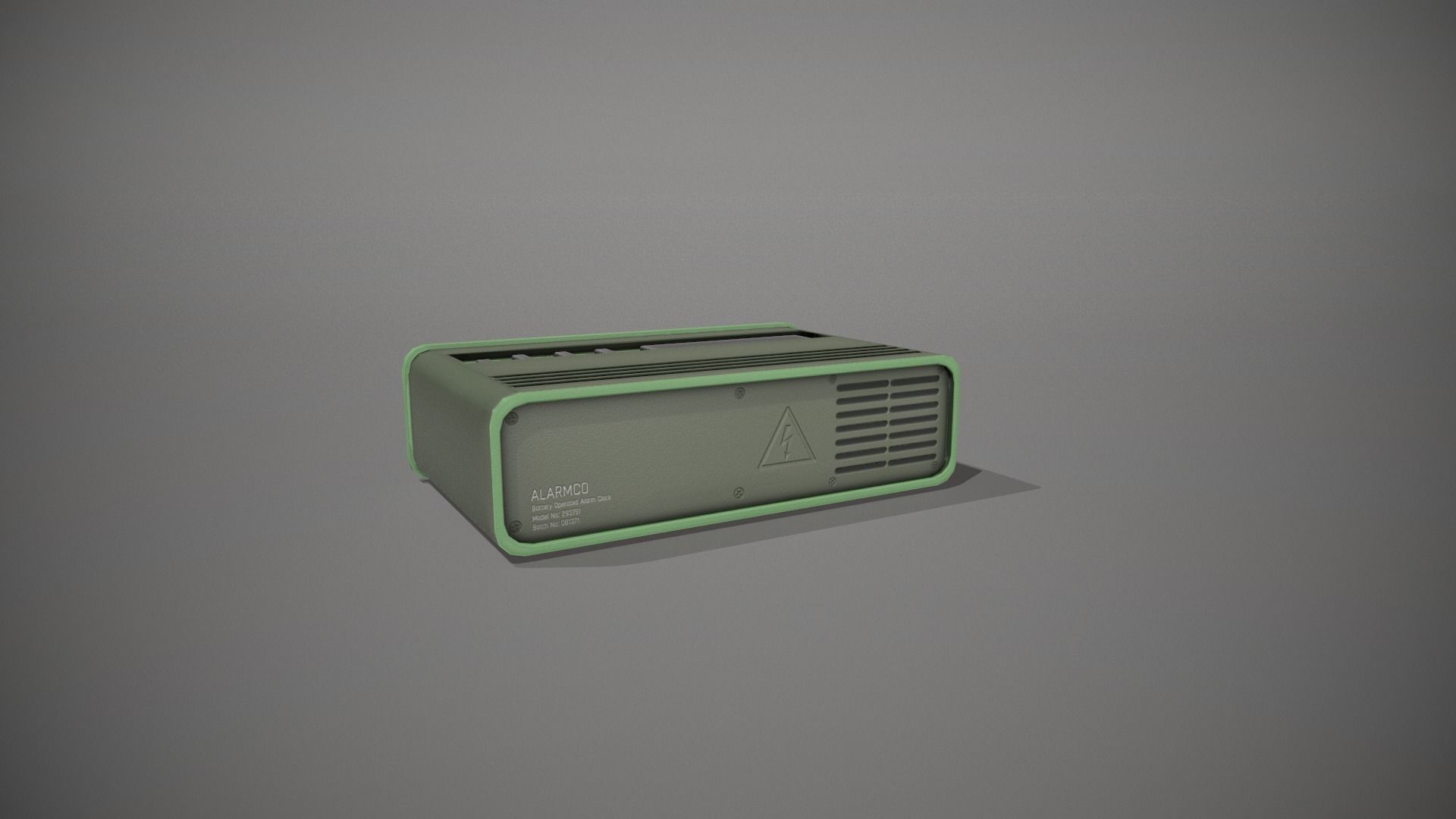 Green Stylized Digital Alarm Clock Low-poly 3D model_7