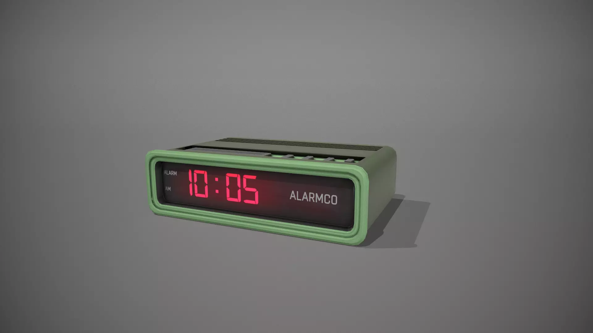 Green Stylized Digital Alarm Clock Low-poly 3D model_0