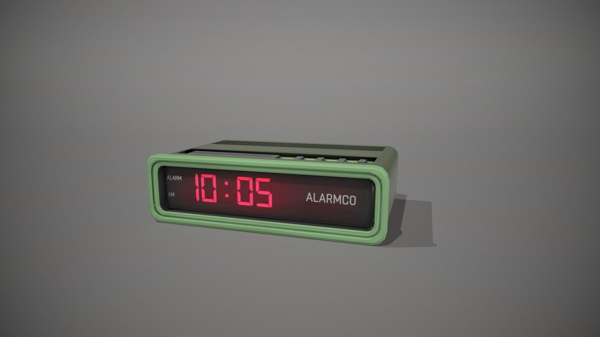 Green Stylized Digital Alarm Clock Low-poly 3D model_11