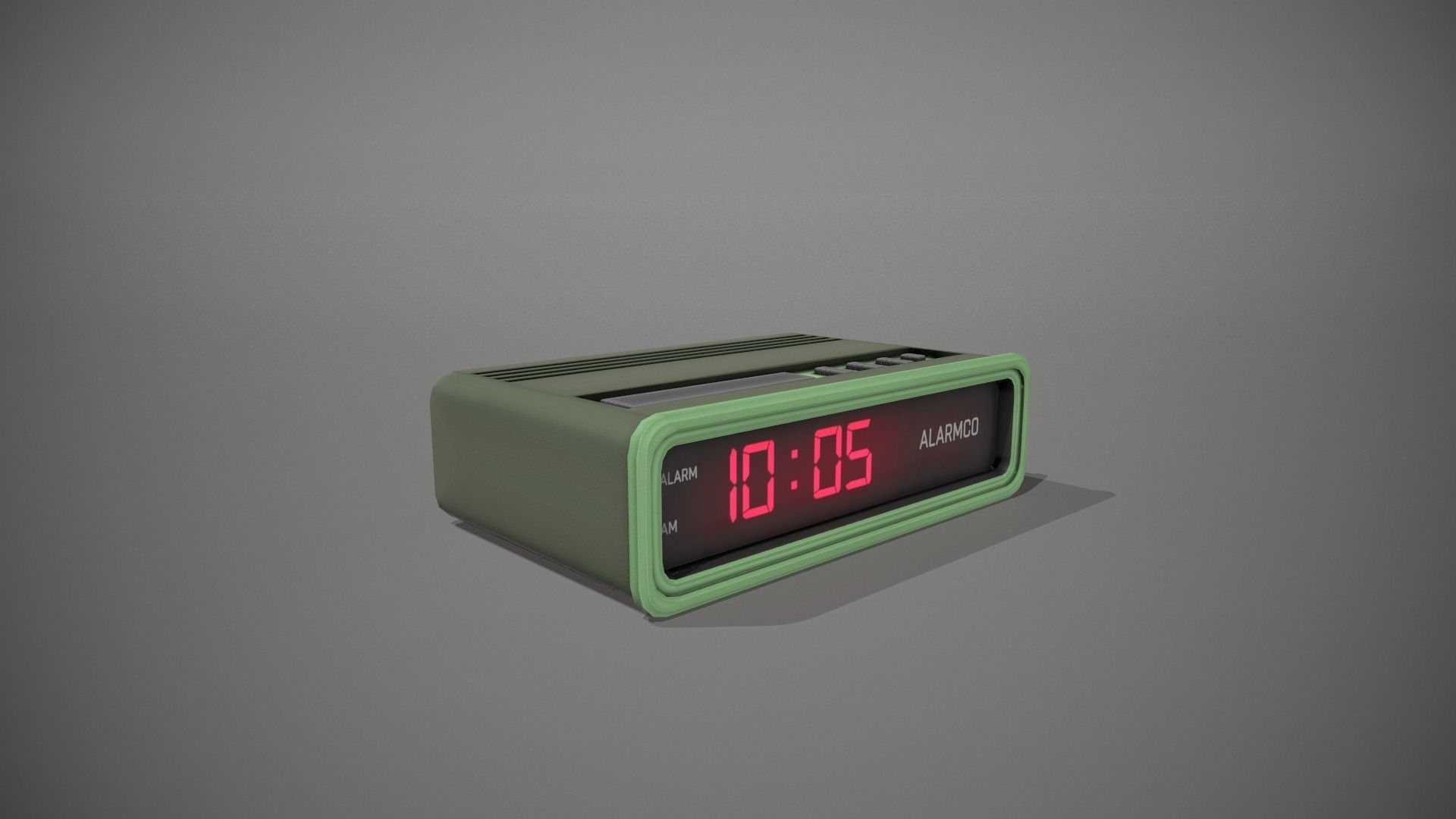 Green Stylized Digital Alarm Clock Low-poly 3D model_2