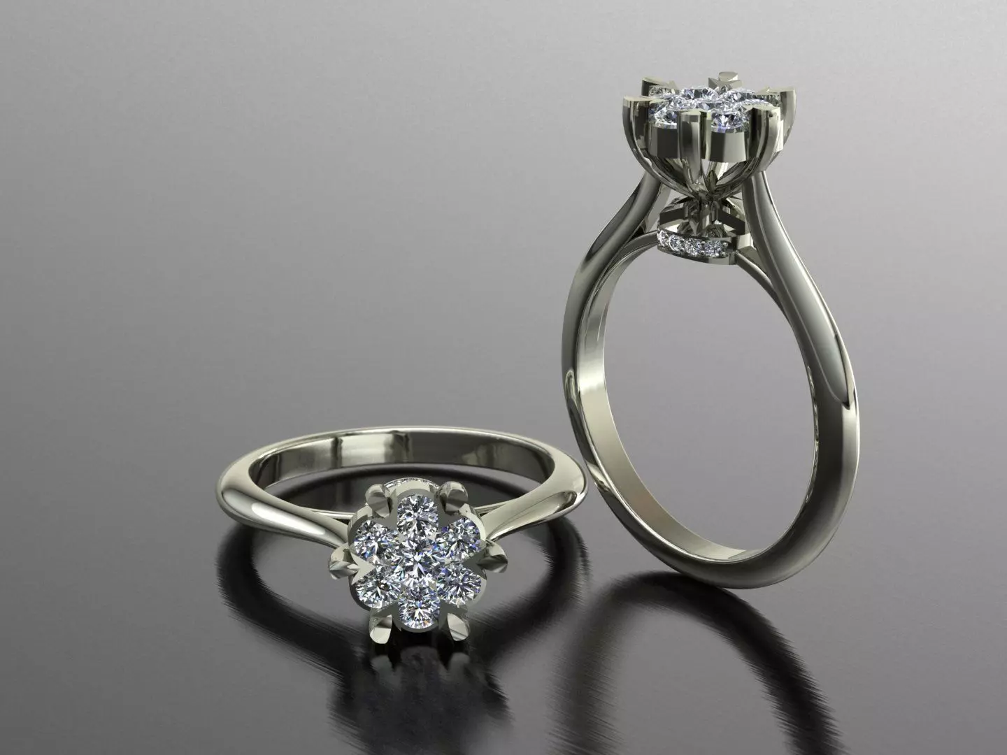 Ring with diamond Illusion setting 3D print model_0