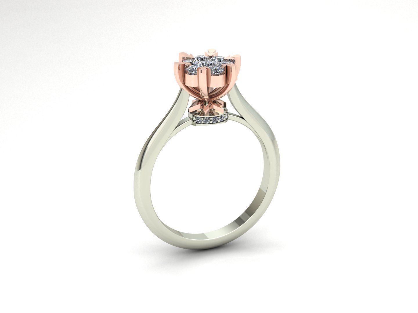 Ring with diamond Illusion setting 3D print model_1