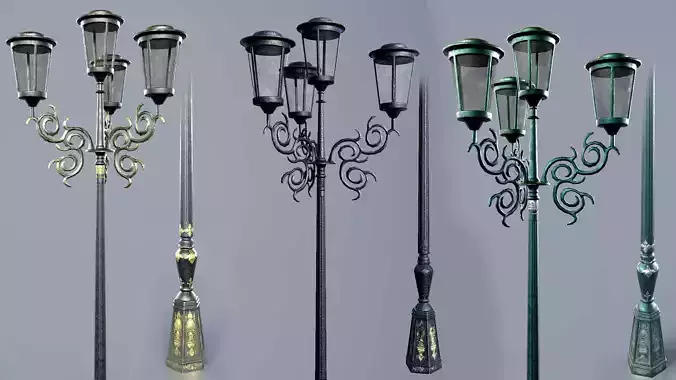 Street Lamp with 3 textures and 3 LODs