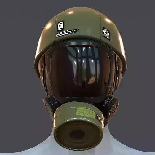 Gas mask helmet 3d model scifi Low-poly 