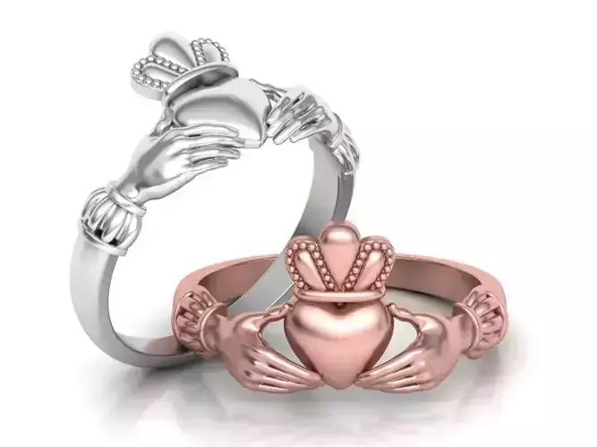 Irish Celtic Claddagh Ring printable 3dmodel 3D print model