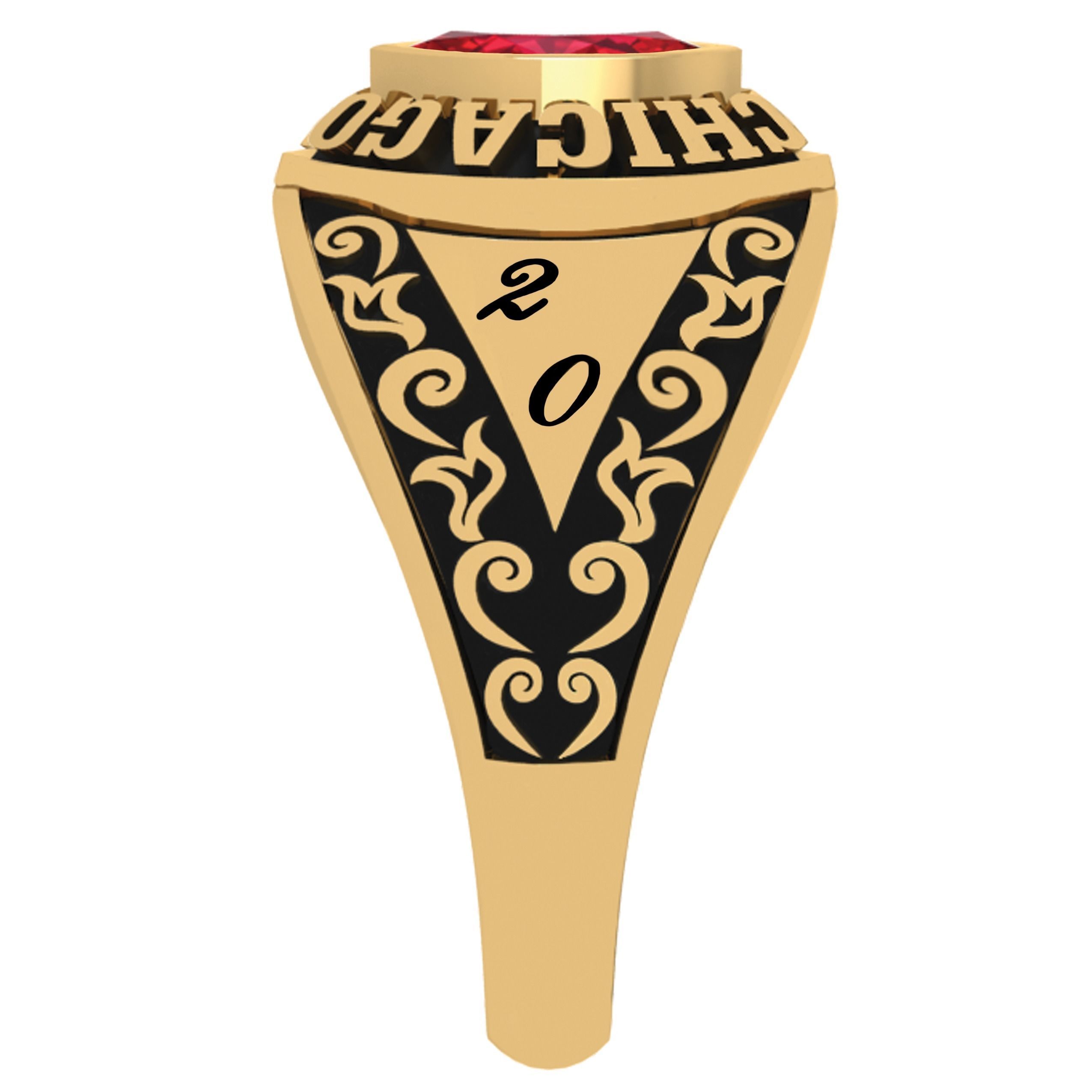 Personalized Class Ring 10 - Celtic Marqui Gem 3D print model_2
