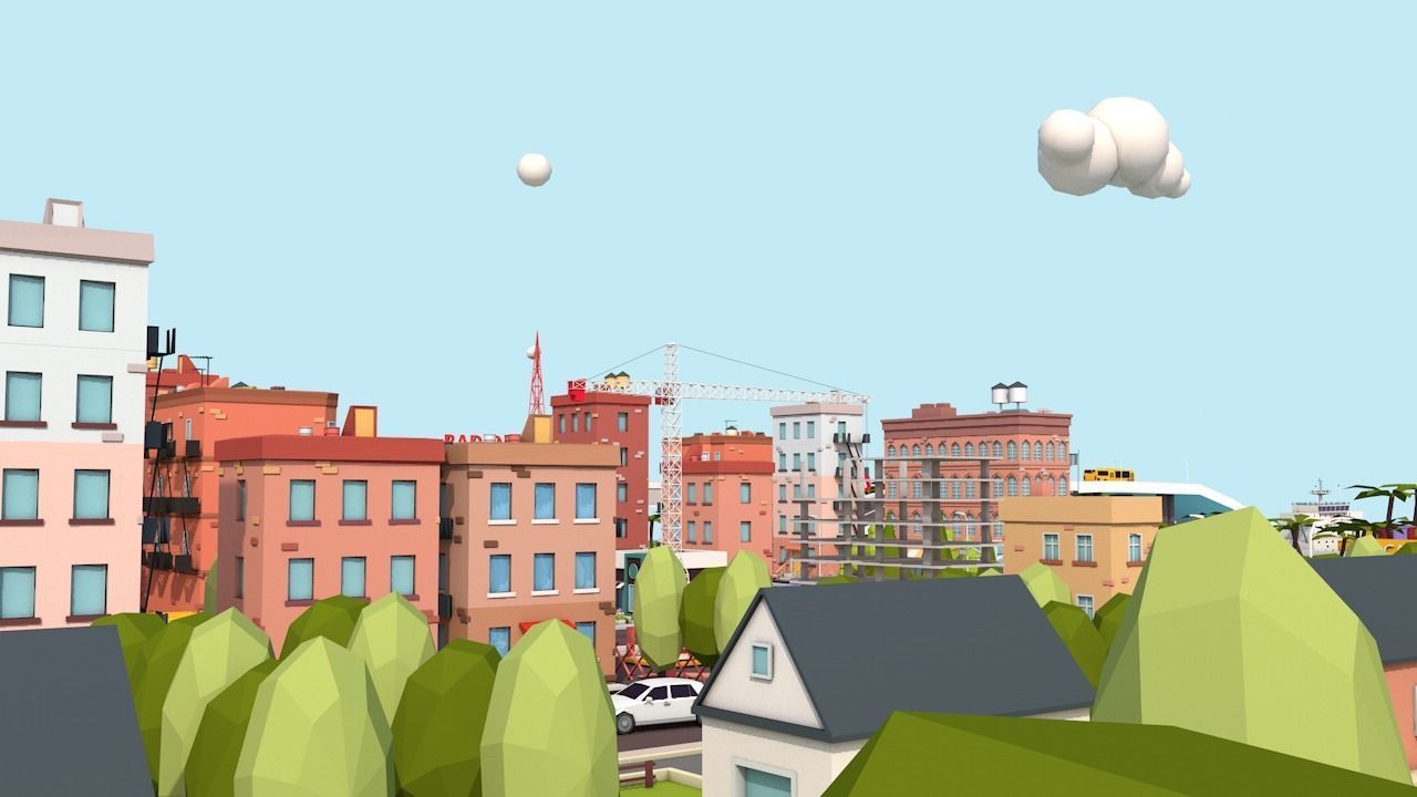 Cartoon Low Poly USA City Pack Low-poly 3D model_4
