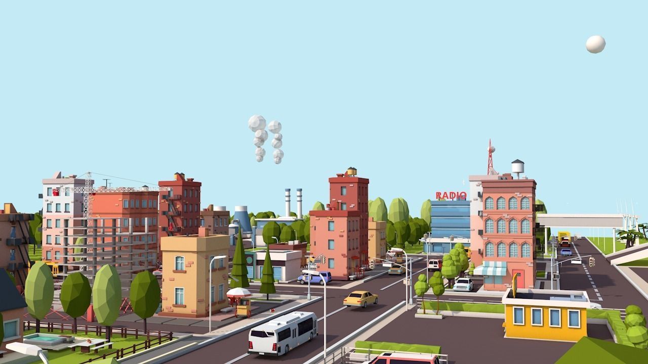 Cartoon Low Poly USA City Pack Low-poly 3D model_5