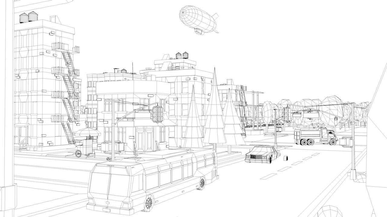 Cartoon Low Poly USA City Pack Low-poly 3D model_14
