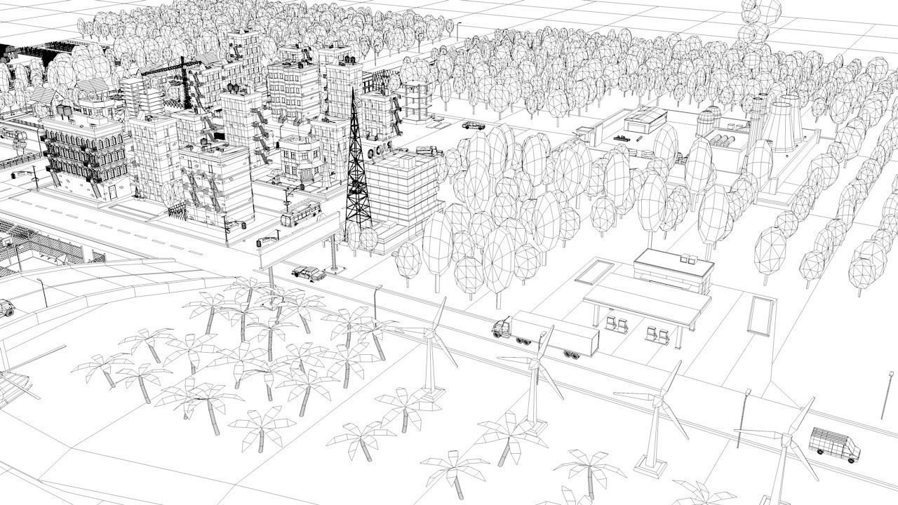 Cartoon Low Poly USA City Pack Low-poly 3D model_17