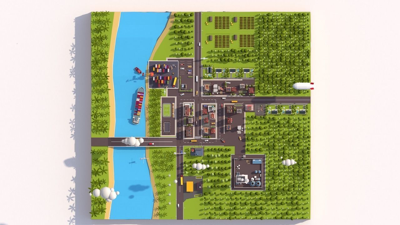Cartoon Low Poly USA City Pack Low-poly 3D model_7