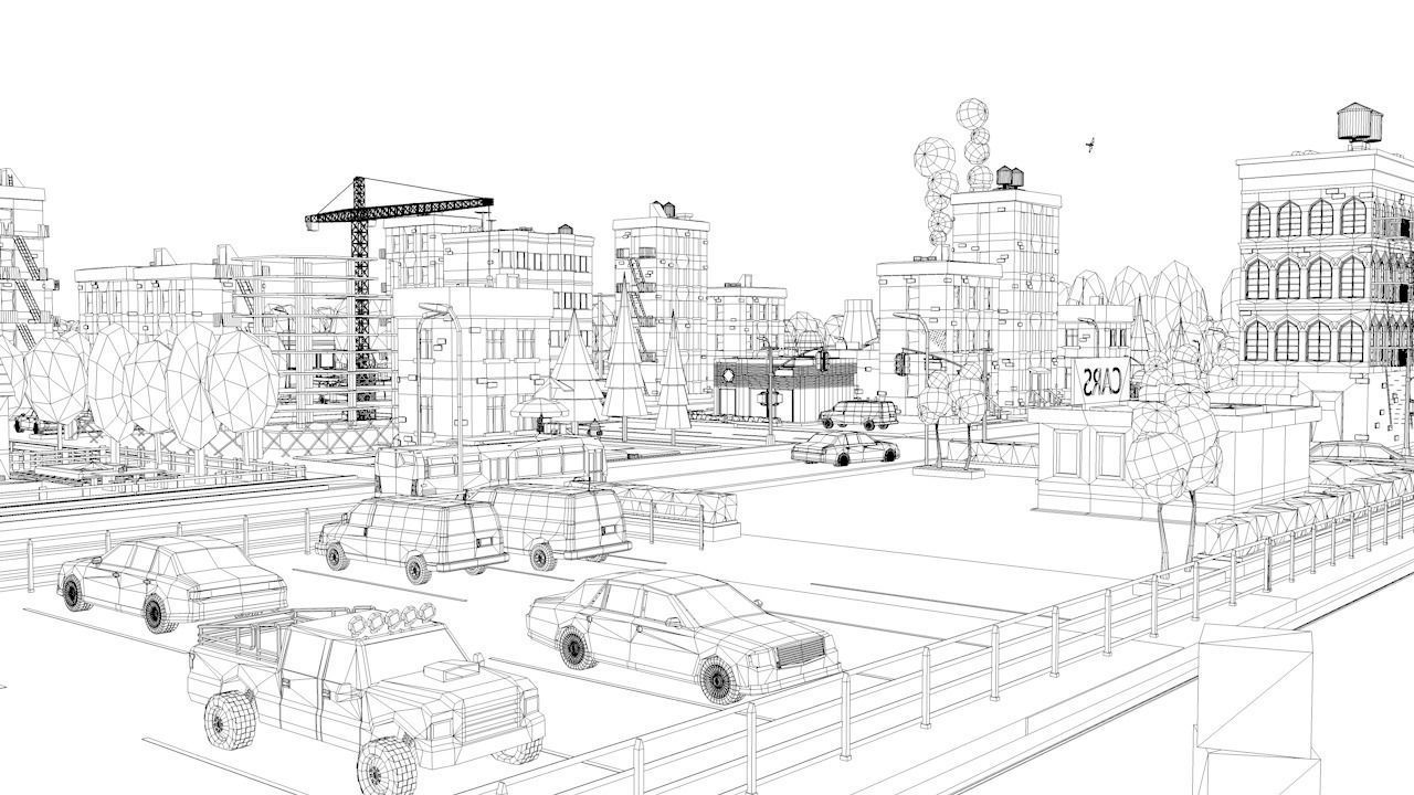 Cartoon Low Poly USA City Pack Low-poly 3D model_12