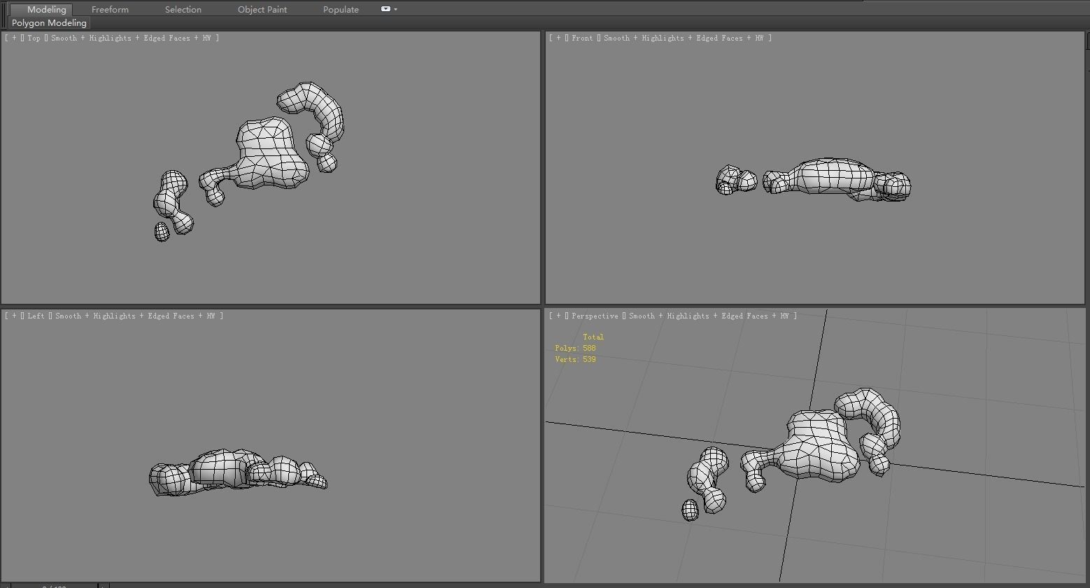 Cartoon virus bacillus Low-poly 3D model_5