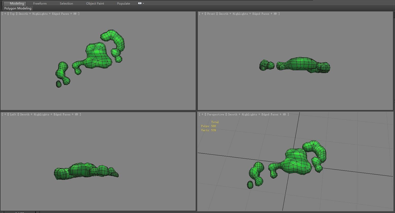 Cartoon virus bacillus Low-poly 3D model_4