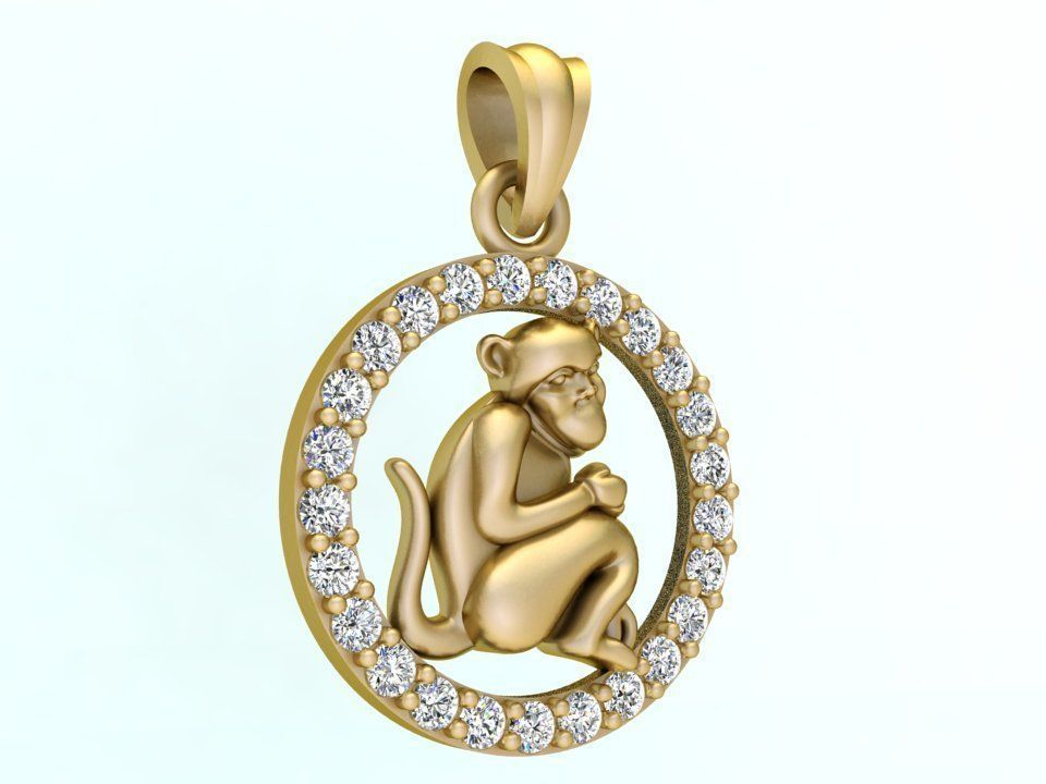 Monkey pendant 3D print model_2