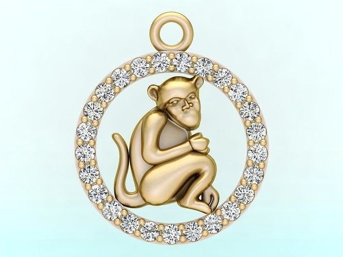 Monkey pendant 3D print model