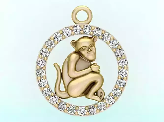 Monkey pendant 3D print model