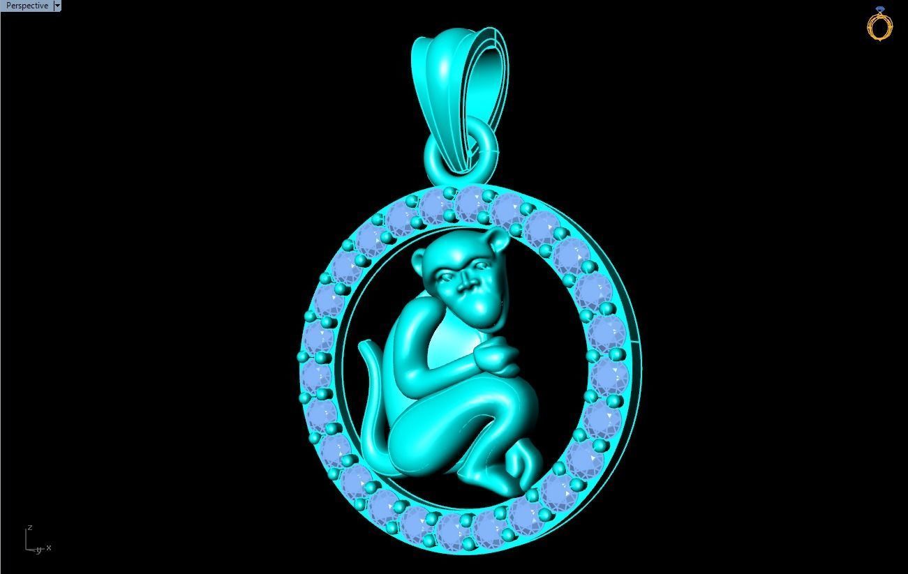 Monkey pendant 3D print model_12