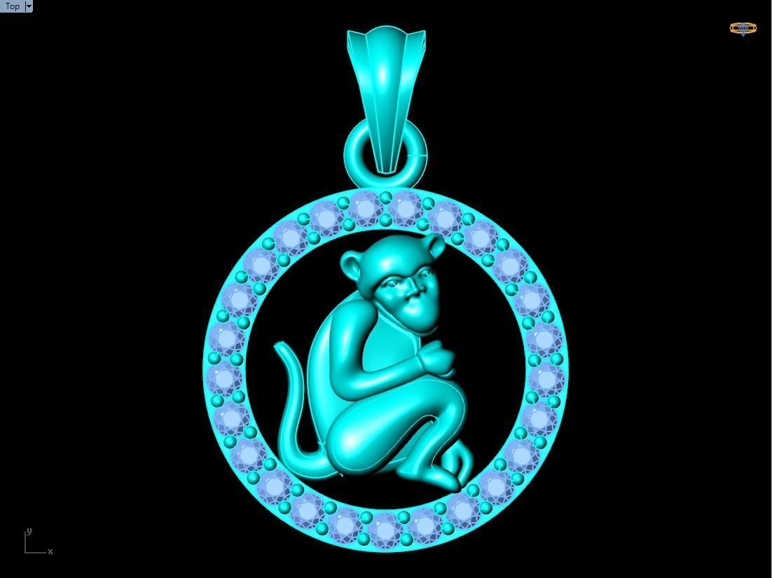 Monkey pendant 3D print model_11