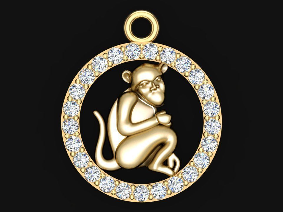 Monkey pendant 3D print model_5