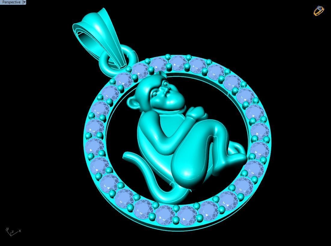 Monkey pendant 3D print model_14