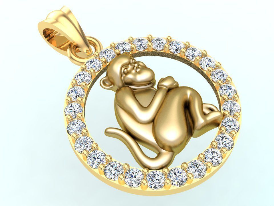 Monkey pendant 3D print model_4