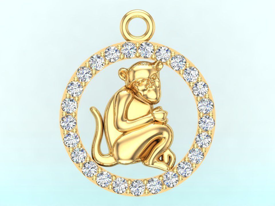 Monkey pendant 3D print model_10