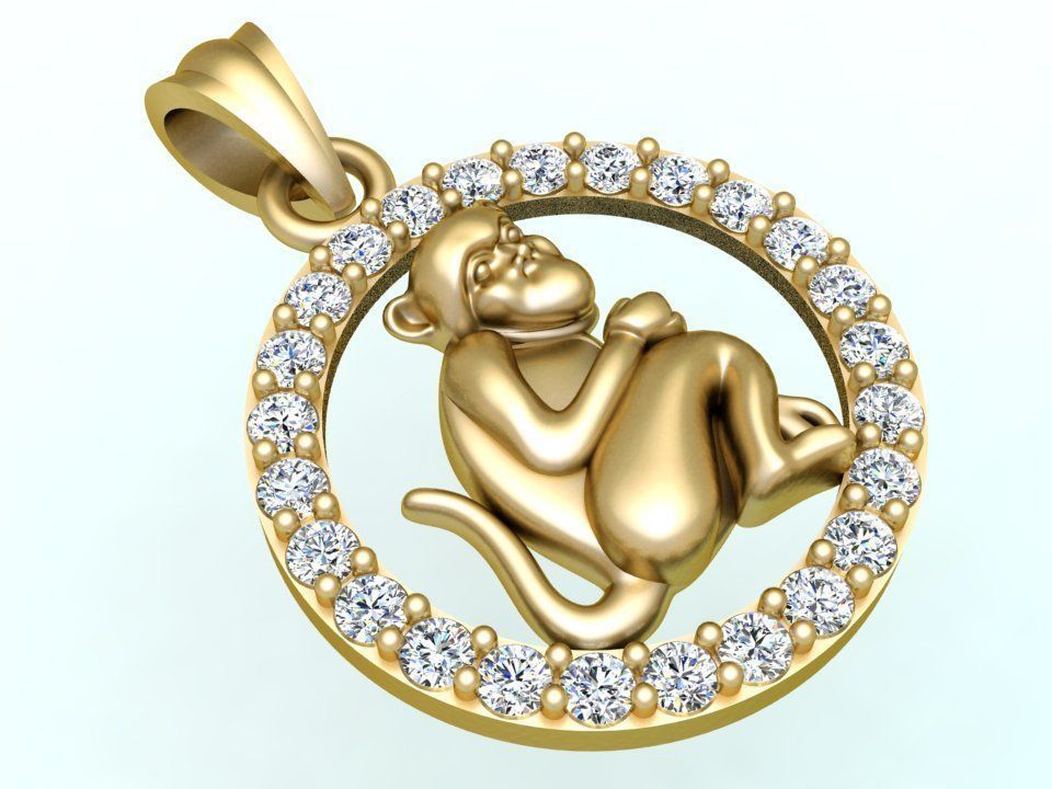 Monkey pendant 3D print model_1