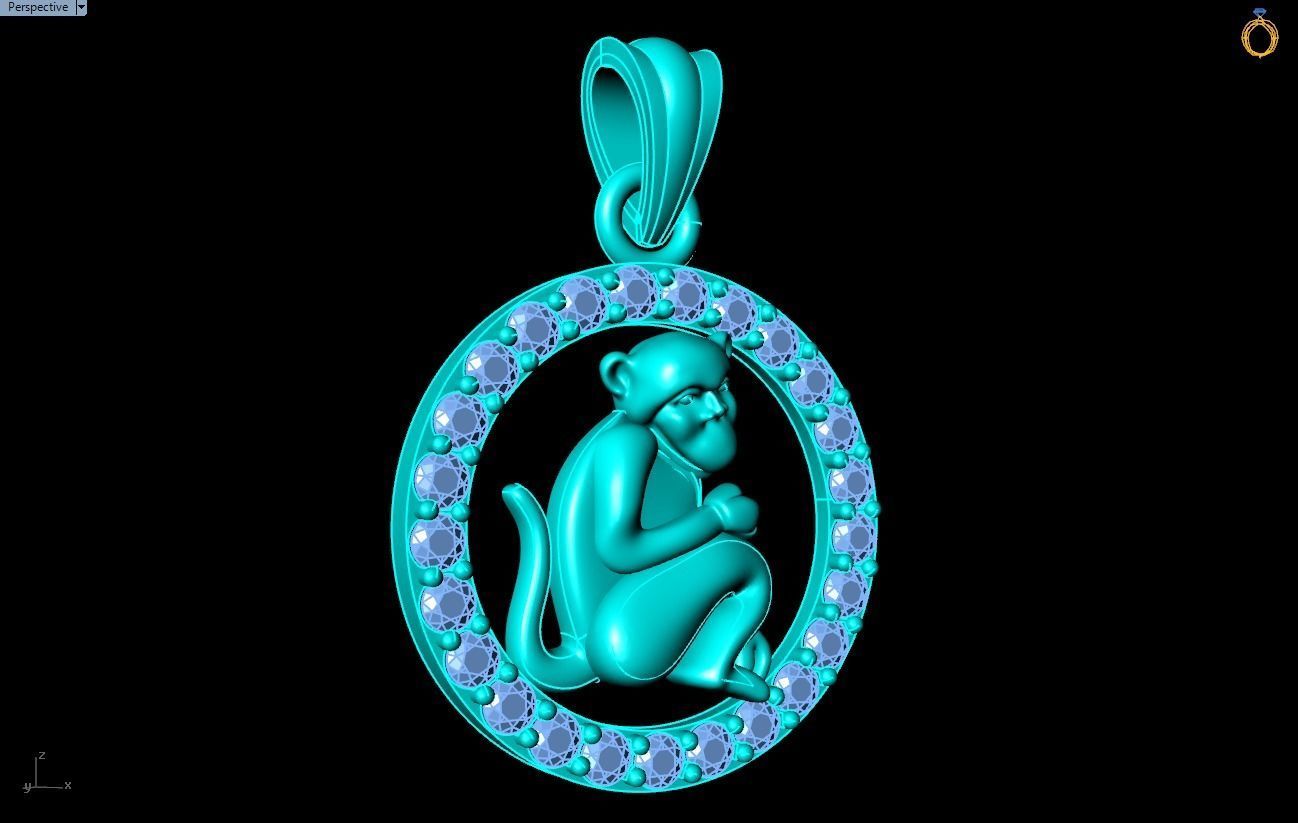 Monkey pendant 3D print model_13
