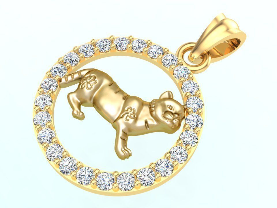 Cat pendant 3D print model_3