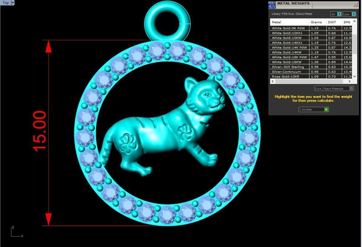 Cat pendant 3D print model_6