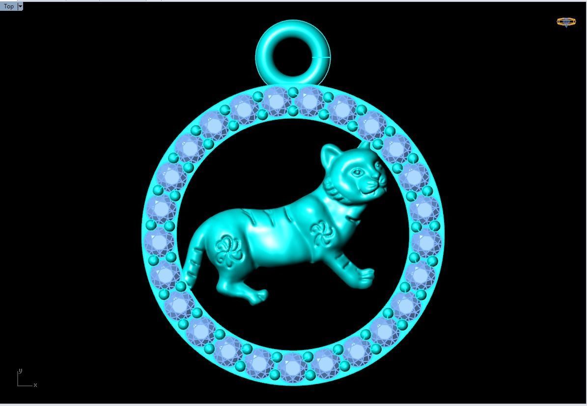 Cat pendant 3D print model_12