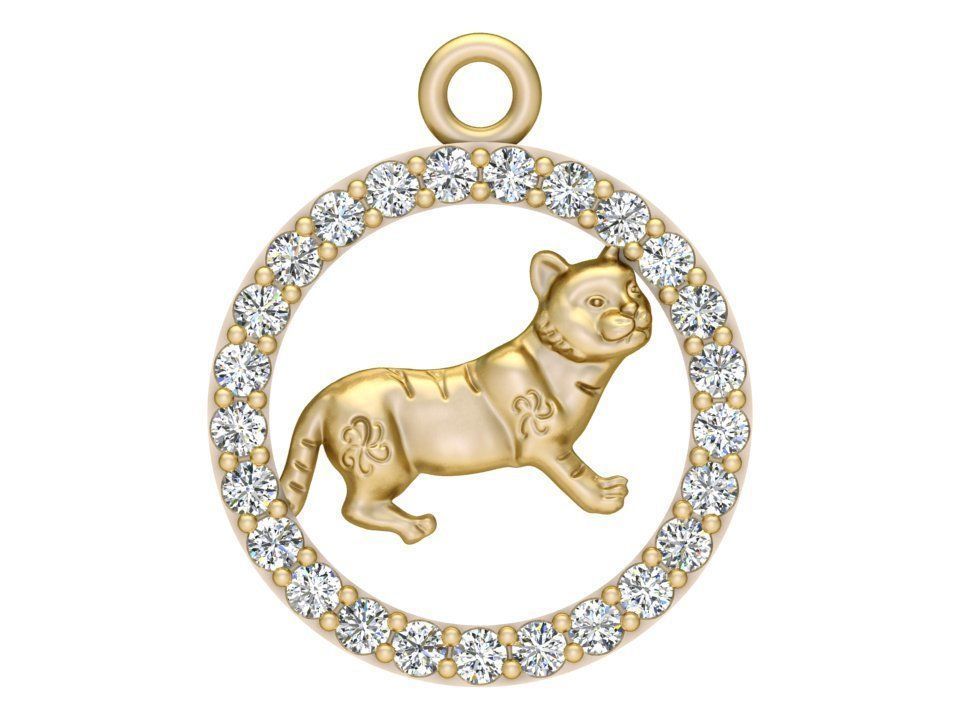 Cat pendant 3D print model_1