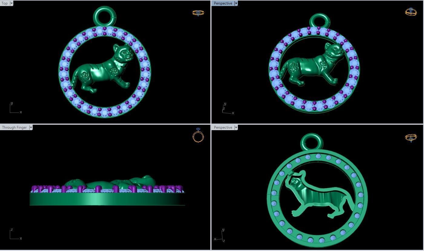 Cat pendant 3D print model_5