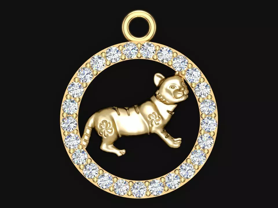 Cat pendant 3D print model_0