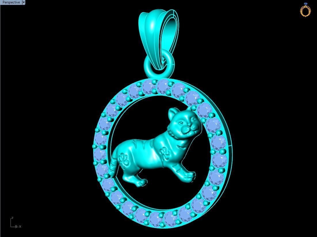 Cat pendant 3D print model_9