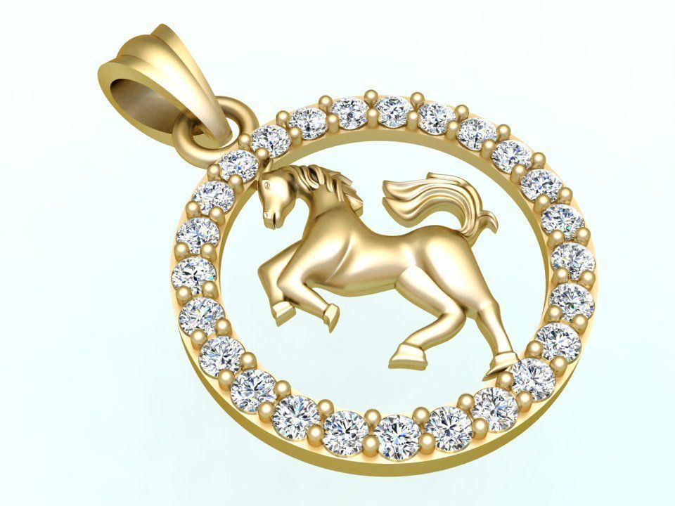 Horse pendant 3D print model_3