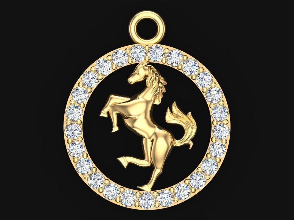 Horse pendant 3D print model_9