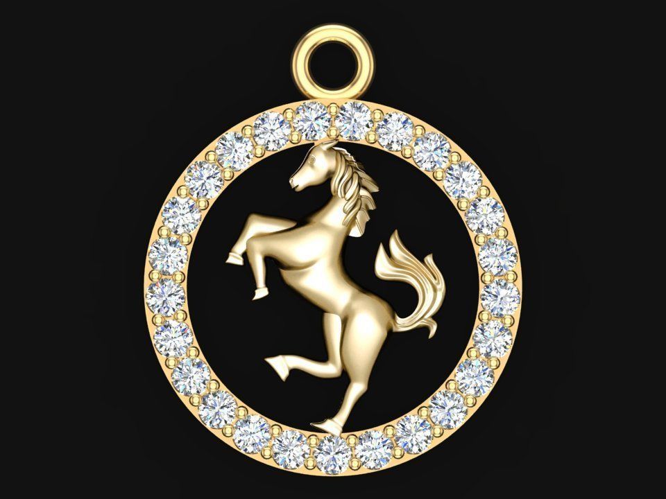 Horse pendant 3D print model_10