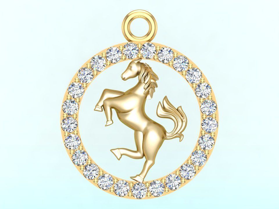 Horse pendant 3D print model_4